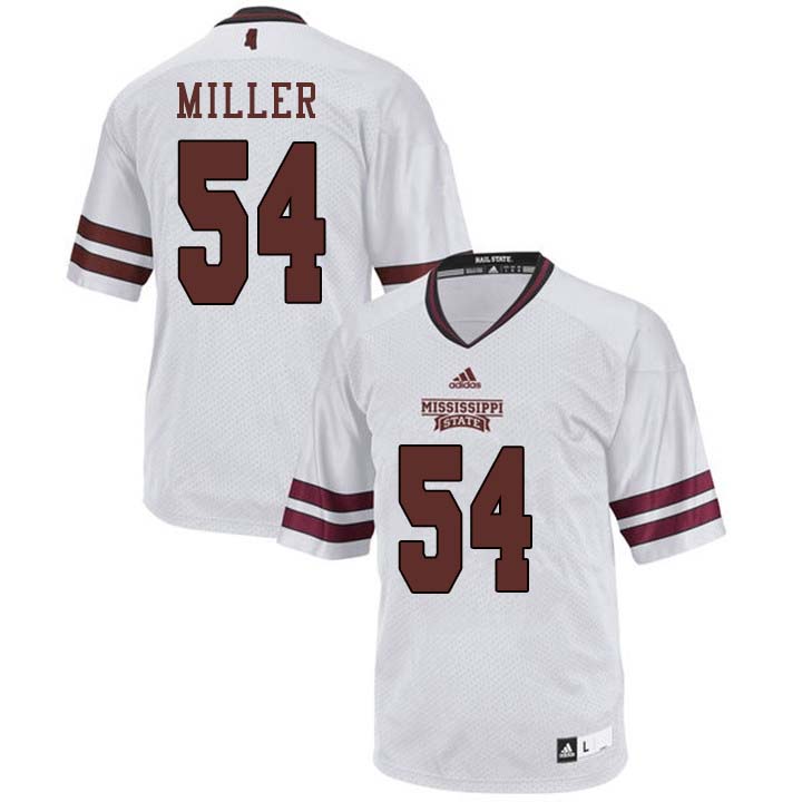 Men #54 Cameron Miller Mississippi State Bulldogs College Football Jerseys Sale-White
